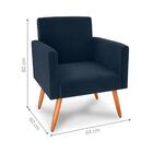 Poltrona Decorativa Para Sala Luan Veludo Azul