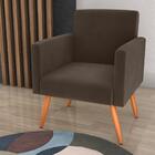 Poltrona Decorativa Para Sala Luan Veludo Marrom
