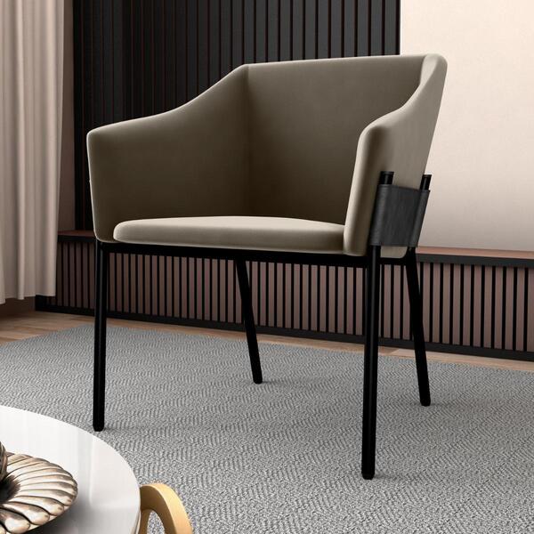 Poltrona Decorativa Para Sala Lucius Veludo Cappuccino