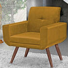 Poltrona Decorativa Para Sala Luna Suede Mostarda - Folk Móve