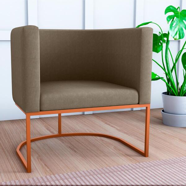 Poltrona Decorativa Para Sala Lyra Suede Cappuccino