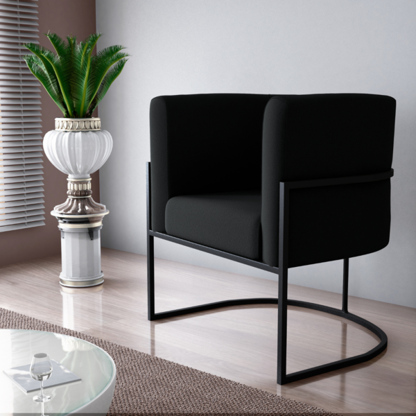 Poltrona Decorativa Para Sala Marvin Veludo Preto