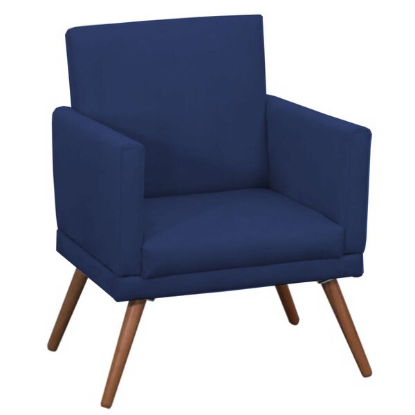 Poltrona Decorativa Para Sala New Nina Pés Palito  Suede Azul