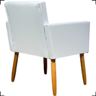 Poltrona Decorativa Para Sala Nina Corino Branco Pé Castanho