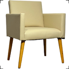 Poltrona Decorativa Para Sala Nina Corino Nude Pé Castanho -