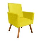 Poltrona Decorativa Para Sala Nina Pés Palito Suede Amarelo R