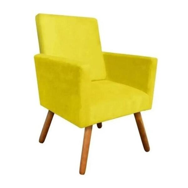 Poltrona Decorativa Para Sala Nina Pés Palito Suede Amarelo R