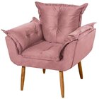 Poltrona Decorativa Para Sala Pés Palito Opala Veludo Rosê