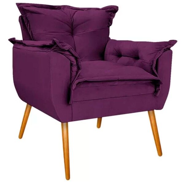 Poltrona Decorativa Para Sala Pés Palito Opala Veludo Roxo