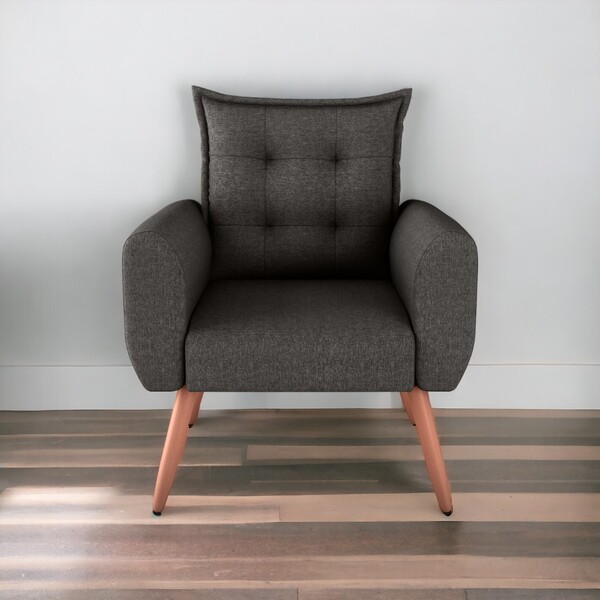 Poltrona Decorativa Para Sala Ravi Linho Chumbo