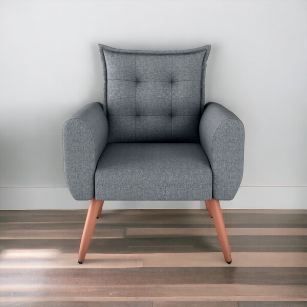 Poltrona Decorativa Para Sala Ravi Linho Cinza Saturno