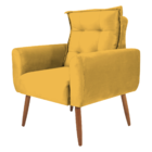 Poltrona Decorativa Para Sala Ravi Veludo Amarelo