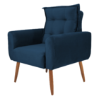 Poltrona Decorativa Para Sala Ravi Veludo Azul