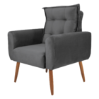 Poltrona Decorativa Para Sala Ravi Veludo Cinza