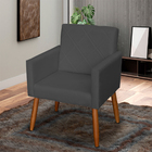 Poltrona Decorativa Para Sala Recepção Beatriz Suede Cinza Pé