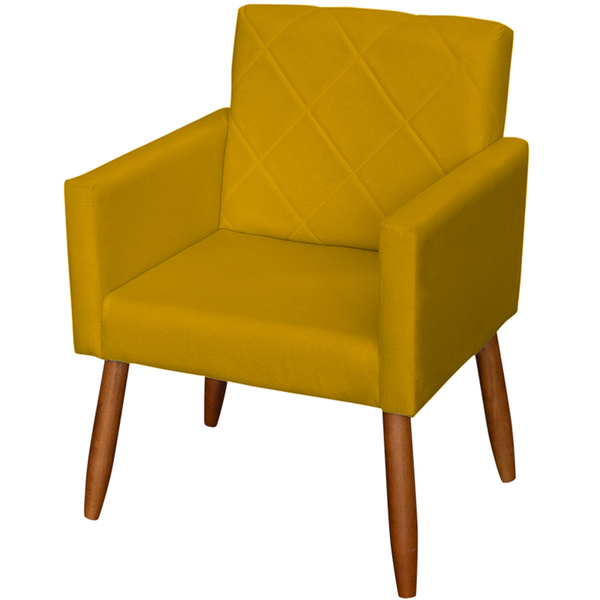 Poltrona Decorativa Para Sala Recepção Beatriz Suede Mostarda