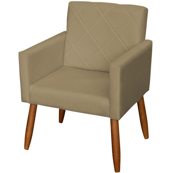 Poltrona Decorativa Para Sala Recepção Beatriz Suede Nude Pé