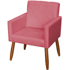 Poltrona Decorativa Para Sala Recepção Beatriz Suede Rose Pé