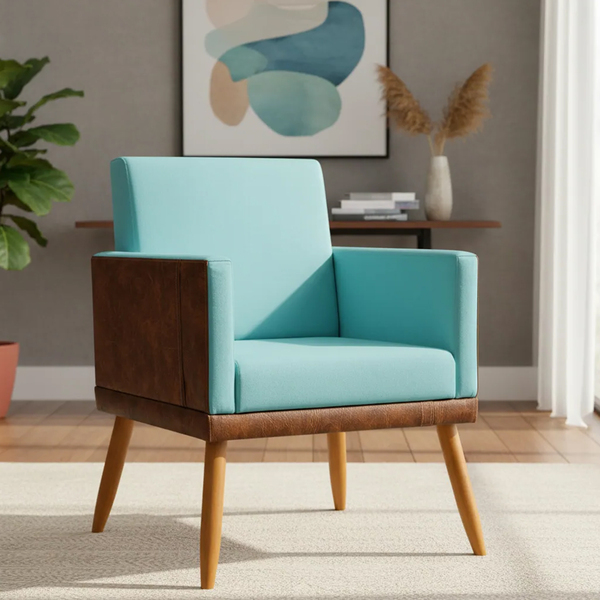 Poltrona Decorativa Para Sala Recepção Escritório Assento Con