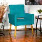 Poltrona Decorativa Para Sala Recepção Isa Suede Azul Turques