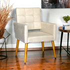 Poltrona Decorativa Para Sala Recepção Isa Suede Bege Pé Pali