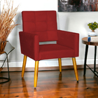 Poltrona Decorativa Para Sala Recepção Isa Suede Bordo Pé Pal