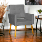 Poltrona Decorativa Para Sala Recepção Isa Suede Cinza Pé Pal