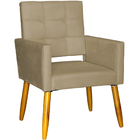 Poltrona Decorativa Para Sala Recepção Isa Suede Nude Pé Pali