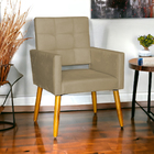 Poltrona Decorativa Para Sala Recepção Isa Suede Nude Pé Pali