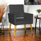 Poltrona Decorativa Para Sala Recepção Isa Suede Preto Pé Pal