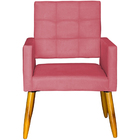 Poltrona Decorativa Para Sala Recepção Isa Suede Rose Pé Pali