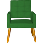 Poltrona Decorativa Para Sala Recepção Isa Suede Verde Pé Pal