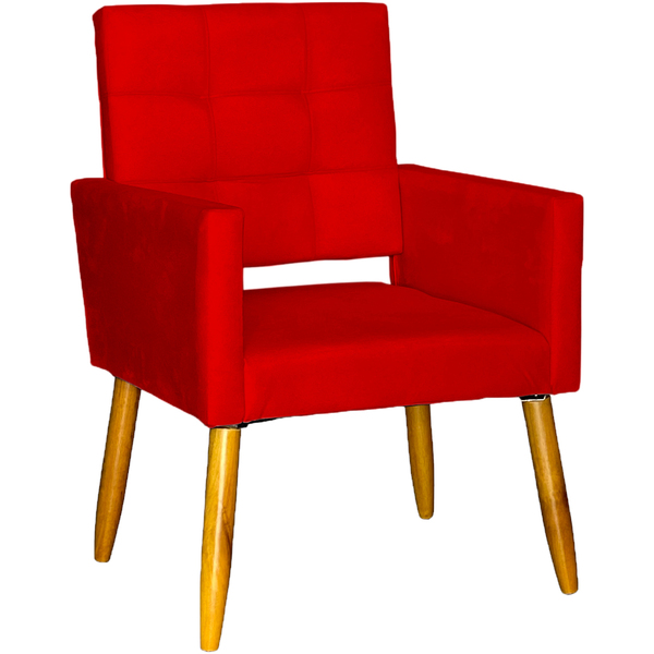 Poltrona Decorativa Para Sala Recepção Isa Vermelho Cores Pé