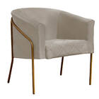 Poltrona Decorativa Para Sala Recepção Italia Suede Bege Com