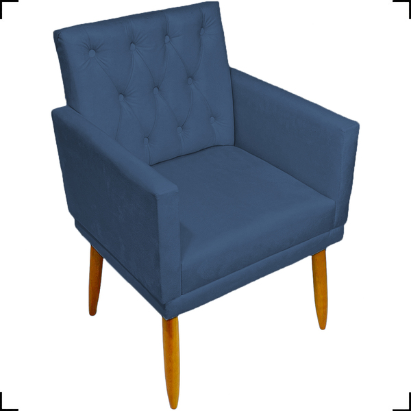 Poltrona Decorativa Para Sala Recepção Nina Capitonê com Base