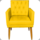 Poltrona Decorativa Para Sala Recepção Nina Capitonê com Base