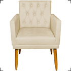 Poltrona Decorativa Para Sala Recepção Nina Capitonê com Base