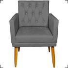 Poltrona Decorativa Para Sala Recepção Nina Capitonê com Base