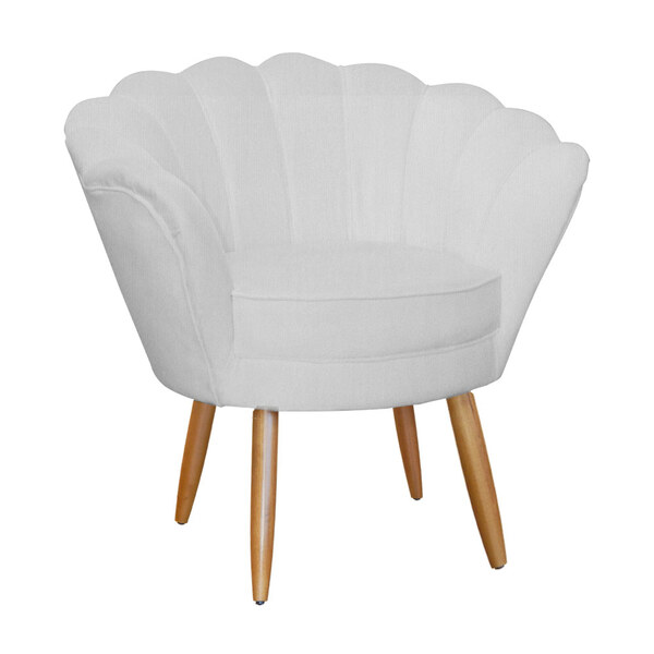 Poltrona Decorativa Para Sala Recepção Pétala Suede Branco