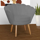 Poltrona Decorativa Para Sala Recepção Pétala Suede Cinza