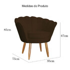 Poltrona Decorativa Para Sala Recepção Pétala Suede Marrom