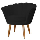 Poltrona Decorativa Para Sala Recepção Pétala Suede Preto