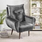 Poltrona Decorativa Para Sala Veludo Cinza Bali Shop Jm