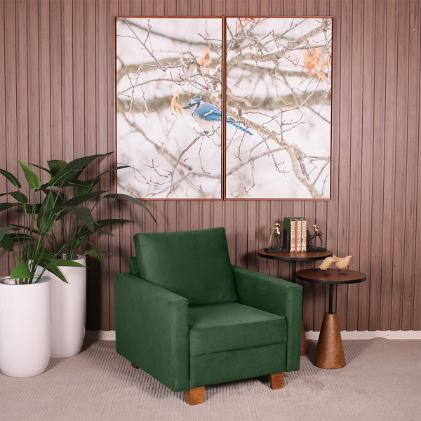 Poltrona Decorativa Para Sala Veludo Plaza Verde - Straub Web