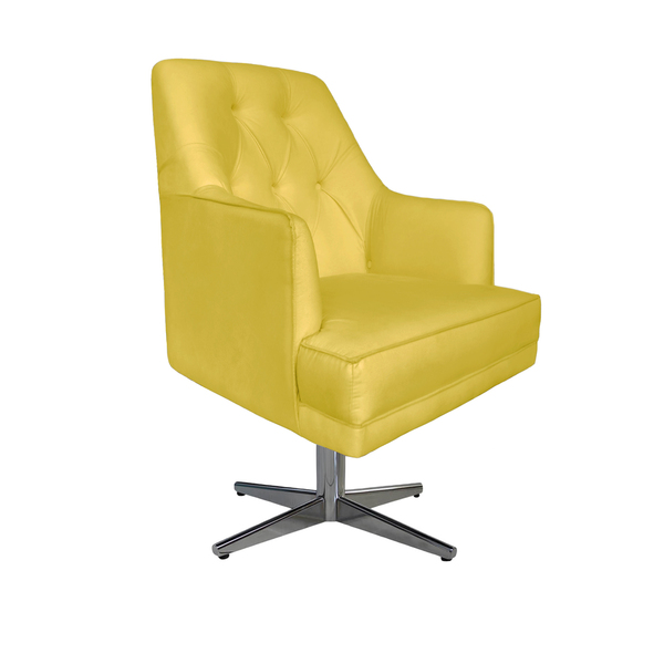 Poltrona Decorativa Paris Retro Suede Amarelo - Dominic Decor