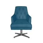 Poltrona Decorativa Paris Retro Suede Azul Royal - Dominic De