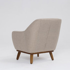 Poltrona Decorativa Pauline D07 Base Madeira Linho Aveia - D'