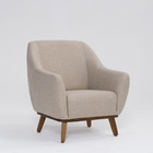 Poltrona Decorativa Pauline D07 Base Madeira Linho Aveia - D'