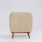 Poltrona Decorativa Pauline D07 Base Madeira Linho Marfim - D