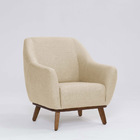 Poltrona Decorativa Pauline D07 Base Madeira Linho Marfim - D